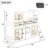 A diagram showing the dimensions of a white bunk bed with natural wood accents. Anteprima dell’immagine prodotto