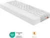 A cutaway view of a mattress showing its internal layers, with certification logos at the bottom. Produktbild-Vorschau