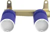 A brass plumbing fixture with two blue cylindrical components, presented against a white background. Produktbild-Vorschau