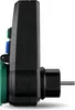 Side view of a black electrical plug with green and blue buttons. Náhľad obrázku produktu