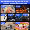 Collage of images showing different uses of a cordless vacuum cleaner with various attachments. Produktbild-Vorschau