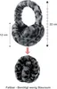 A product image showing ear warmers in their expanded and folded states, with dimensions indicated. Produktbild-Vorschau