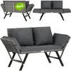 CASARIA® Panca da Giardino in Polyrattan Reclinabile Anteprima dell’immagine prodotto 1
