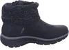 A side view of a black Skechers Slip-ins boot with a knitted gray cuff. Voir les images du produit