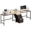 Eckschreibtisch L-Form umbaubar mit Steckdosen, USB, LED & Produktbild-Vorschau 1