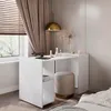 KOMTO Schreibtisch mit Stauraum Weiß – PC Tisch mit 2 Produktbild-Vorschau 4