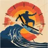 Wanduhr aus Glas mit Motiv Surferwelle- 30 x 30 cm - inkl. Produktbild-Vorschau 1