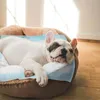 A French bulldog puppy sleeps soundly on a dog bed with a training pad. Podgląd zdjęcia produktu