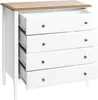 A white chest of drawers with a wooden top, with one drawer slightly open. Anteprima dell’immagine prodotto