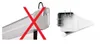 Comparison of two mounting methods for a projector screen. One method is crossed out with a red X, indicating it is not recommended, while the other shows the correct mounting bracket. Produktbild-Vorschau