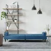 Schlafsofa mit Armlehnen Blau Samt Produktbild-Vorschau 3