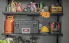 Shelves in a storage unit or shed filled with various items. Podgląd zdjęcia produktu