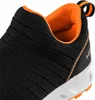A close-up view of the top part of a black and orange athletic shoe. Náhled obrázku produktu