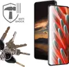 A product shot featuring a smartphone screen protector with a keys and an anti-shock icon. Produktbild-Vorschau