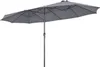 A gray double patio umbrella is shown against a white background. Podgląd zdjęcia produktu