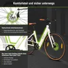 A white e-bike is shown with marketing text and feature callouts. Produktbild-Vorschau