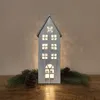 Casetta in legno con luci LED, bianca e argento, 12 x 31 cm Anteprima dell’immagine prodotto 6