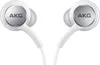 A close-up studio shot of a pair of white AKG in-ear headphones. Podgląd zdjęcia produktu