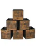 A pyramid arrangement of six fabric storage boxes with a vintage wood grain pattern. Produktbild-Vorschau