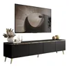 TV-Schrank CELINE 200 cm schwarz matt auf schräge goldenen Produktbild-Vorschau 3