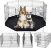 A black metal dog playpen with two dogs inside, and three smaller images of the playpen in different configurations below. Voir les images du produit