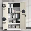 An open metal filing cabinet with shelves filled with files and boxes. Callouts highlight features like file capacity and shelf adjustability. Voir les images du produit