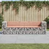 vidaXL Gartenbank aus Gabionen 244x71x65,5 cm Massivholz Produktbild-Vorschau 2