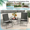 A collage of three images showing different outdoor settings where the chairs can be used, with a main image of two chairs and a table on a patio. Produktbild-Vorschau