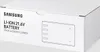 A white cardboard box with text and a line drawing of a battery. Voir les images du produit