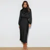 Cocktailkleid mit langen Ärmeln – Satin-Kleid – Lässiger Produktbild-Vorschau 3