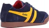 A side view of a blue Gola sneaker with yellow stripes. Produktbild-Vorschau
