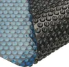 A close-up view of a pool solar cover, showing its bubble texture and two different color sections. Produktbild-Vorschau