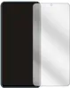 A clear screen protector is shown laid over a dark smartphone screen. Produktbild-Vorschau