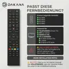 A remote control is shown next to marketing text and compatibility information for televisions. Produktbild-Vorschau