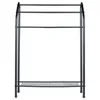 A black metal towel rack with three bars and a bottom shelf, shown against a white background. Anteprima dell’immagine prodotto