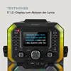 Close-up view of a karaoke machine with a screen displaying lyrics and various controls. Produktbild-Vorschau