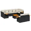 vidaXL 10-tlg. Garten-Sofagarnitur mit Kissen Schwarz Poly Produktbild-Vorschau 1