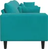 A side view of a turquoise sofa with cushions. Produktbild-Vorschau