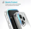 Close-up of a clear phone case showing its protective bezels around the camera lenses and screen. Podgląd zdjęcia produktu