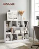 A white bookshelf filled with books and decorative items, placed against a light gray wall. Produktbild-Vorschau