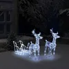 Vianočná dekorácia so sobmi a saňami 160 LED, 130 cm, akryl Náhľad obrázku produktu 2