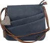 A blue Rieker women's crossbody bag with a brown leather strap and a plaid heart-shaped charm. Produktbild-Vorschau