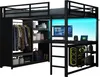 A loft bed with a desk and storage, featuring LED lighting. Anteprima dell’immagine prodotto