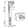 Technical drawing of a toilet fill valve with dimensions. Produktbild-Vorschau