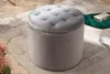 Hocker MODERN BAROCK STORAGE 50cm Samt silber Produktbild-Vorschau 3