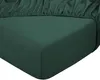 A close-up view of a dark green fitted sheet, showing the texture and elastic edge. Produktbild-Vorschau