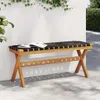 vidaXL Banc de jardin noir en bois massif d'acacia et tissu Voir les images du produit 1