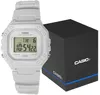 A white Casio digital watch and its black packaging are displayed against a white background. Anteprima dell’immagine prodotto