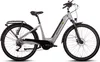 A silver electric bicycle is shown against a white background. Produktbild-Vorschau