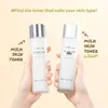 Two bottles of Tirtir Milk Skin Toner are held up by hands against a light yellow background. Text overlays indicate the product names and a promotional message. Produktbild-Vorschau